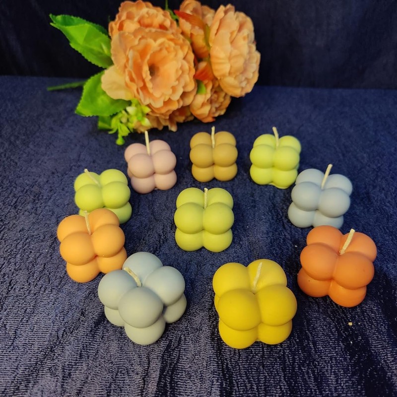 Wick-a-Roo decor Art Pure Soy Wax Designer Aroma Bubble Candles with Fragrance for Diwali, Valentine, Home Decor, Weddings, Parties, Spa - Set of 10 (Random Multicolor) Wick-a-Roo decor Art Pure Soy Wax Designer Aroma Bubble Candles with Fragrance for Diwali, Valentine, Home Decor, Weddings, Parties, Spa - Set of 10 (Random Multicolor)