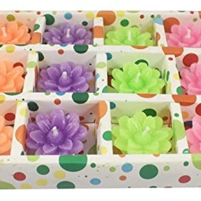 FESTIVE BLESSINGS Flower Theme Designer Waterproof Floating Tealight Candles for Diwali, Party Home Decorations (Pack of 12) FESTIVE BLESSINGS Flower Theme Designer Waterproof Floating Tealight Candles for Diwali, Party Home Decorations (Pack of 12)