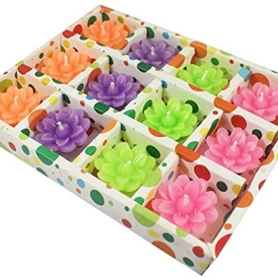 FESTIVE BLESSINGS Flower Theme Designer Waterproof Floating Tealight Candles for Diwali, Party Home Decorations (Pack of 12) FESTIVE BLESSINGS Flower Theme Designer Waterproof Floating Tealight Candles for Diwali, Party Home Decorations (Pack of 12)