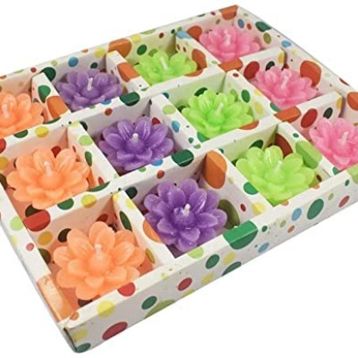 FESTIVE BLESSINGS Flower Theme Designer Waterproof Floating Tealight Candles for Diwali, Party Home Decorations (Pack of 12) FESTIVE BLESSINGS Flower Theme Designer Waterproof Floating Tealight Candles for Diwali, Party Home Decorations (Pack of 12)