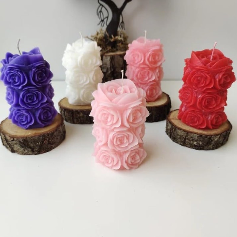 Frankz Rose Pattern Pillar Wax Scented Designer Candle with Premium Fragrance -Pack of 2 Frankz Rose Pattern Pillar Wax Scented Designer Candle with Premium Fragrance -Pack of 2