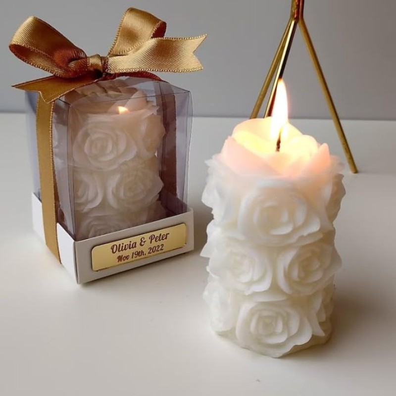 Frankz Rose Pattern Pillar Wax Scented Designer Candle with Premium Fragrance -Pack of 2 Frankz Rose Pattern Pillar Wax Scented Designer Candle with Premium Fragrance -Pack of 2