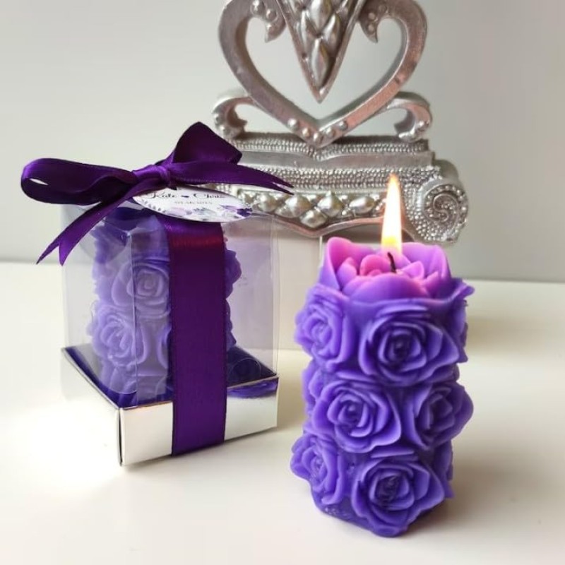 Frankz Rose Pattern Pillar Wax Scented Designer Candle with Premium Fragrance -Pack of 2 Frankz Rose Pattern Pillar Wax Scented Designer Candle with Premium Fragrance -Pack of 2
