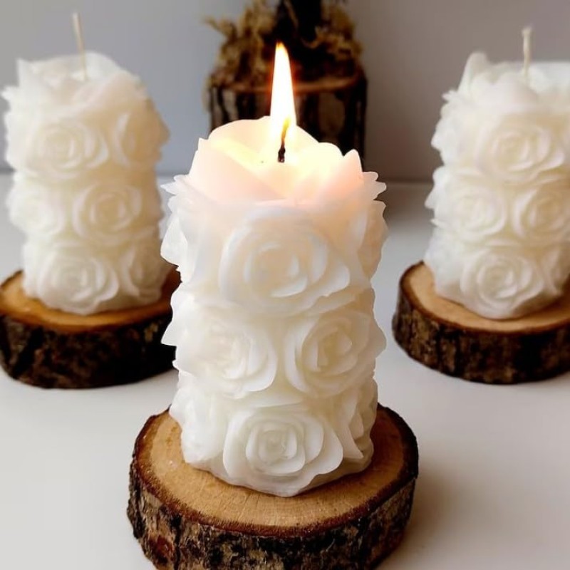 Frankz Rose Pattern Pillar Wax Scented Designer Candle with Premium Fragrance -Pack of 2 Frankz Rose Pattern Pillar Wax Scented Designer Candle with Premium Fragrance -Pack of 2