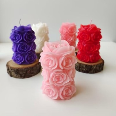 Frankz Rose Pattern Pillar Wax Scented Designer Candle with Premium Fragrance -Pack of 2 Frankz Rose Pattern Pillar Wax Scented Designer Candle with Premium Fragrance -Pack of 2