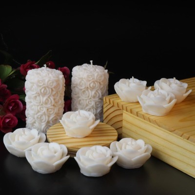 Wick-a-Roo Scented Candles For Home Decor, Rose Fragrance, Pillar Shape And Floating Combo, Red Color, Pack Of 10, 4 X 7 Centimeters - Wax Wick-a-Roo Scented Candles For Home Decor, Rose Fragrance, Pillar Shape And Floating Combo, Red Color, Pack Of 10, 4 X 7 Centimeters - Wax