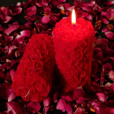 Wick-a-Roo Scented Candles For Home Decor, Rose Fragrance, Pillar Shape And Floating Combo, Red Color, Pack Of 10, 4 X 7 Centimeters - Wax Wick-a-Roo Scented Candles For Home Decor, Rose Fragrance, Pillar Shape And Floating Combo, Red Color, Pack Of 10, 4 X 7 Centimeters - Wax