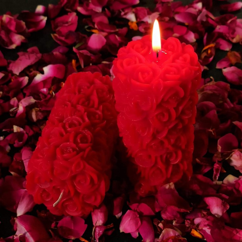 Wick-a-Roo Scented Candles For Home Decor, Rose Fragrance, Pillar Shape And Floating Combo, Red Color, Pack Of 10, 4 X 7 Centimeters - Wax Wick-a-Roo Scented Candles For Home Decor, Rose Fragrance, Pillar Shape And Floating Combo, Red Color, Pack Of 10, 4 X 7 Centimeters - Wax