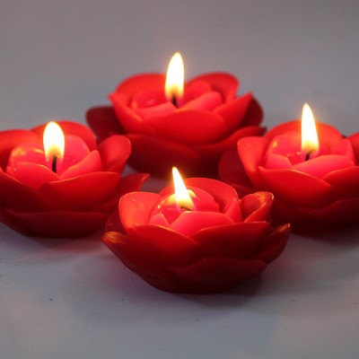 Wick-a-Roo Scented Candles For Home Decor, Rose Fragrance, Pillar Shape And Floating Combo, Red Color, Pack Of 10, 4 X 7 Centimeters - Wax Wick-a-Roo Scented Candles For Home Decor, Rose Fragrance, Pillar Shape And Floating Combo, Red Color, Pack Of 10, 4 X 7 Centimeters - Wax