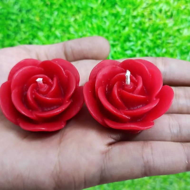 Wick-a-Roo Scented Candles For Home Decor, Rose Fragrance, Pillar Shape And Floating Combo, Red Color, Pack Of 10, 4 X 7 Centimeters - Wax Wick-a-Roo Scented Candles For Home Decor, Rose Fragrance, Pillar Shape And Floating Combo, Red Color, Pack Of 10, 4 X 7 Centimeters - Wax