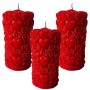 Wick-a-Roo Designer Romantic Scented Pillar Heart Candles for Valentine Day, Wedding, Anniversary, Home, Table Decoration and Special Events - Pack of 3 Piece, Red (Mogra)