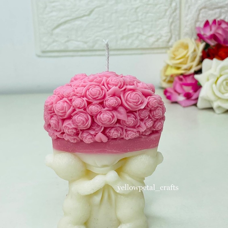 Yellow Petal Teddy with Bouquet Candle | Pink & White Color | Rose Scented | Valentine & Anniversary Gift | 100% Soy Wax 110gm (Pack of 1) Yellow Petal Teddy with Bouquet Candle | Pink & White Color | Rose Scented | Valentine & Anniversary Gift | 100% Soy Wax 110gm (Pack of 1)
