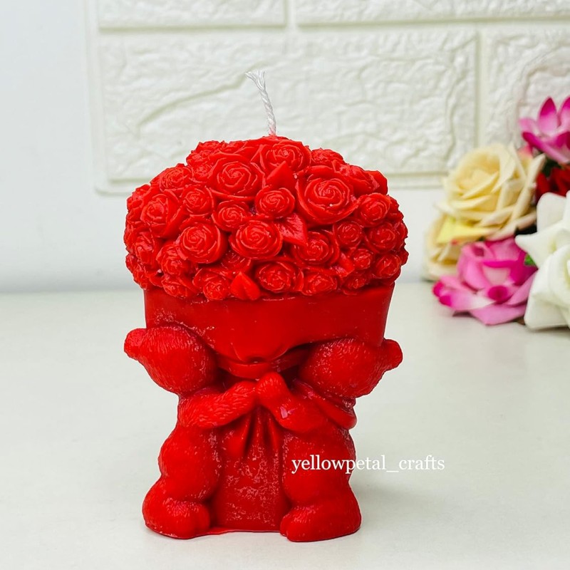 Yellow Petal Teddy with Bouquet Candle | Pink & White Color | Rose Scented | Valentine & Anniversary Gift | 100% Soy Wax 110gm (Pack of 1) Yellow Petal Teddy with Bouquet Candle | Pink & White Color | Rose Scented | Valentine & Anniversary Gift | 100% Soy Wax 110gm (Pack of 1)