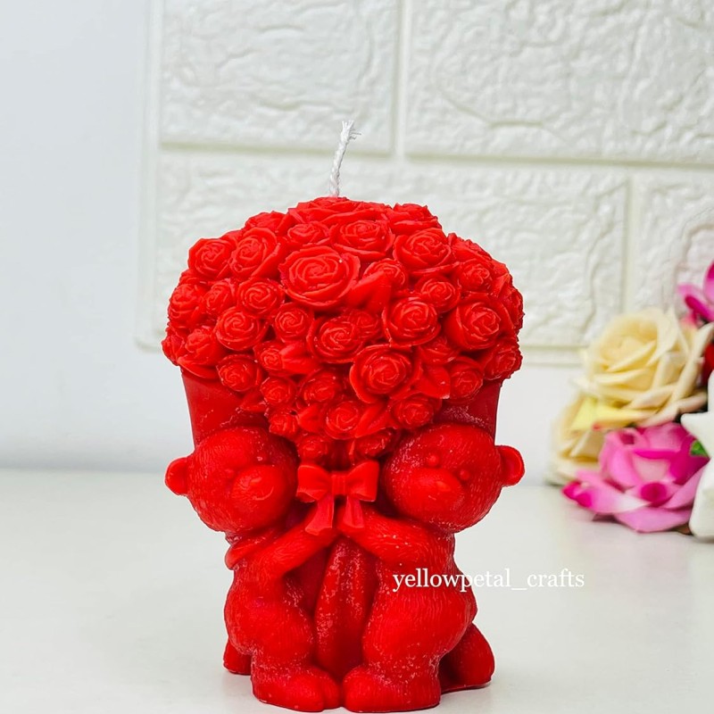 Yellow Petal Teddy with Bouquet Candle | Pink & White Color | Rose Scented | Valentine & Anniversary Gift | 100% Soy Wax 110gm (Pack of 1) Yellow Petal Teddy with Bouquet Candle | Pink & White Color | Rose Scented | Valentine & Anniversary Gift | 100% Soy Wax 110gm (Pack of 1)