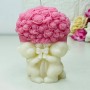 Yellow Petal Teddy with Bouquet Candle | Pink & White Color | Rose Scented | Valentine & Anniversary Gift | 100% Soy Wax 110gm (Pack of 1)